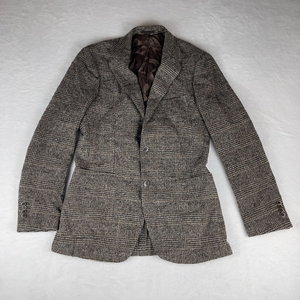 Tusseti Sondrio Men's Wool Blazer Jacket Plaid Lined Single Breasted‎ Two Button